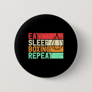 Eat Sleep Boxing Repeat Retro Mma Fighter Kickboxi 6 Cm Round Badge