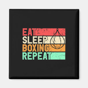 Eat Sleep Boxing Repeat Retro Mma Fighter Kickboxi Magnet
