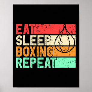 Eat Sleep Boxing Repeat Retro Mma Fighter Kickboxi Poster