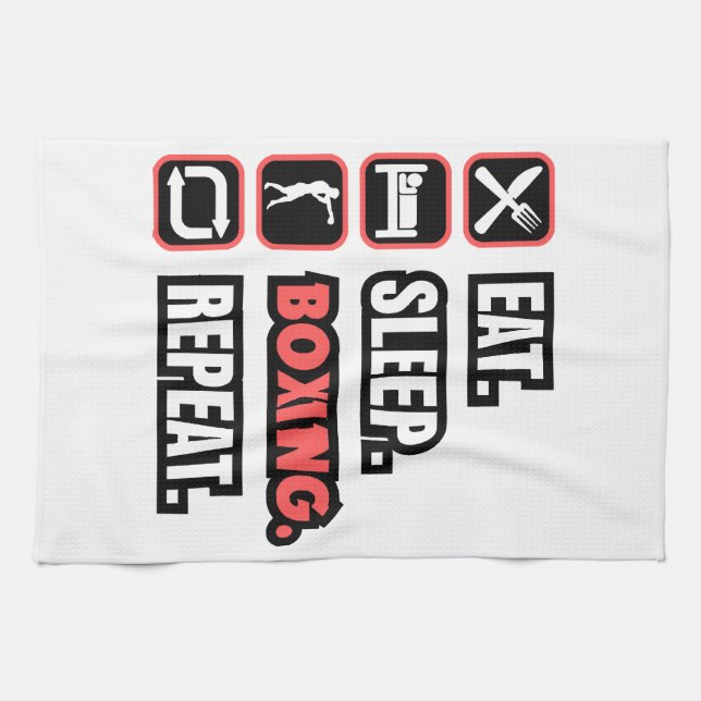 Eat Sleep Boxing Repeat Tea Towel (Horizontal)