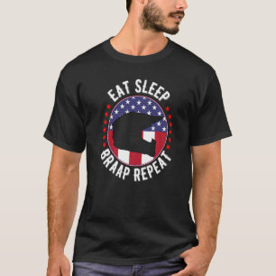 Eat Sleep Braap Repeat Braap Dirt Bike Helmet Usa  T-Shirt