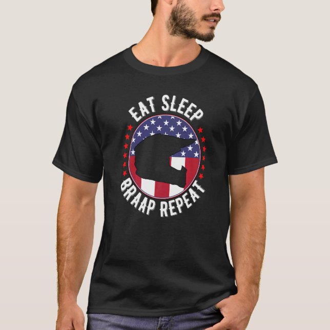 Eat Sleep Braap Repeat Braap Dirt Bike Helmet Usa  T-Shirt (Front)
