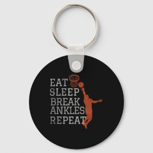 Eat Sleep Break Ankles Repeat Sketll Funny Key Ring
