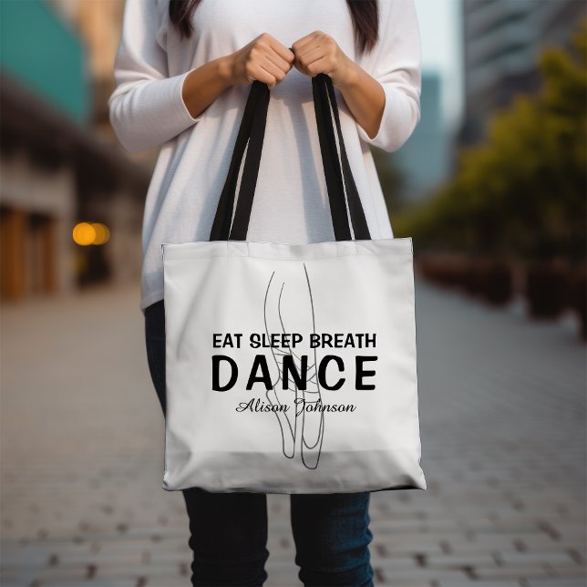 Eat Sleep Breath Dance Black and White Tote Bag (Creator Uploaded)