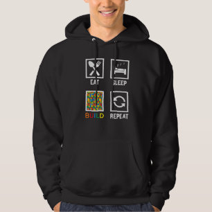 Eat Sleep Build Repeat Building Blocks Bricks Mast Hoodie