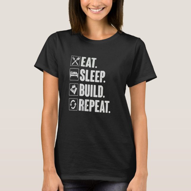 Eat Sleep Build Repeat   Master Builder Block T-Shirt (Front)