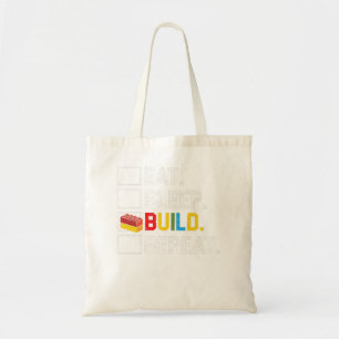 Eat Sleep Build Repeat Master Builder Bricks Block Tote Bag