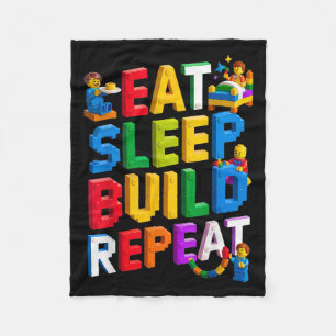 Eat Sleep Build Repeat Master Builder Building Bri Fleece Blanket