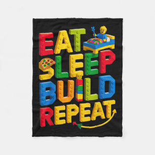 Eat Sleep Build Repeat Master Builder Building Bri Fleece Blanket