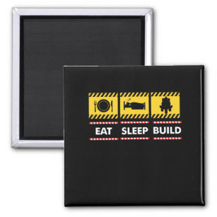 Eat Sleep Build Toy Brick Magnet