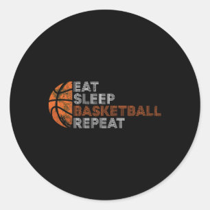 Eat Sleep Bysketbyll Repeat For Men Women Fathers Classic Round Sticker