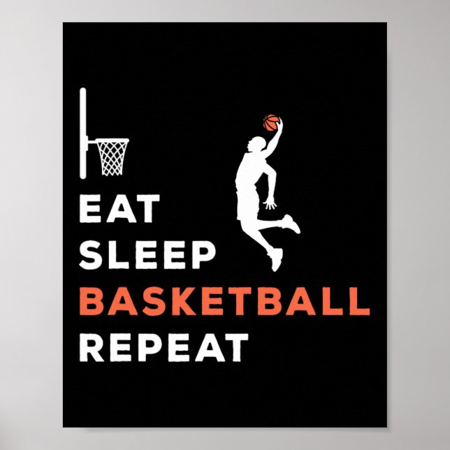Eat Sleep Bysketbyll Repeat Player Coach Hooper  Poster (Front)