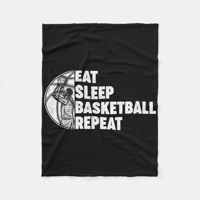 Eat Sleep Bysketbyll Repeat Teens Girls Boys Kids  Fleece Blanket (Front)