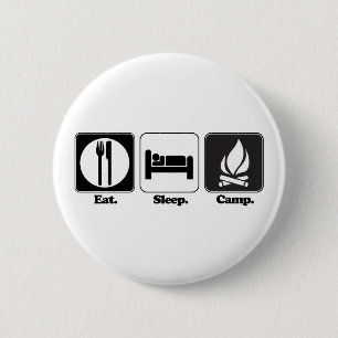 eat sleep camp 6 cm round badge