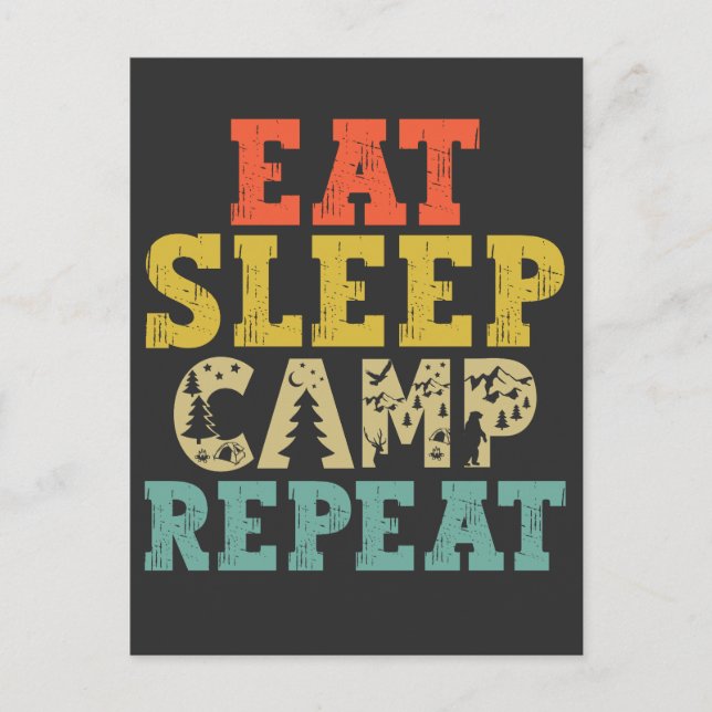 Eat Sleep Camp Repeat Camping Lover Postcard (Front)