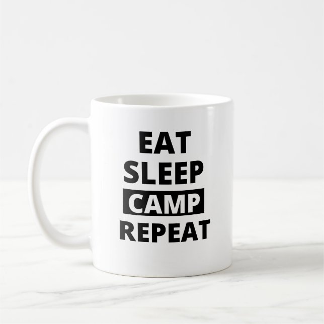 Eat sleep camp repeat coffee mug (Left)
