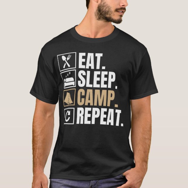 eat sleep camp repeat girl T-Shirt (Front)
