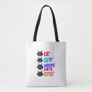 Eat Sleep Cat Warrior Repeat Cat Lover  Tote Bag