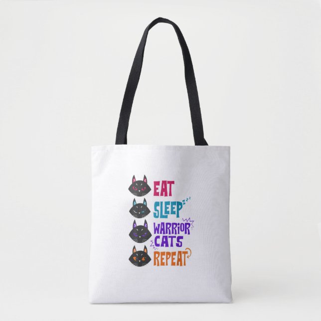 Eat Sleep Cat Warrior Repeat Cat Lover  Tote Bag (Front)