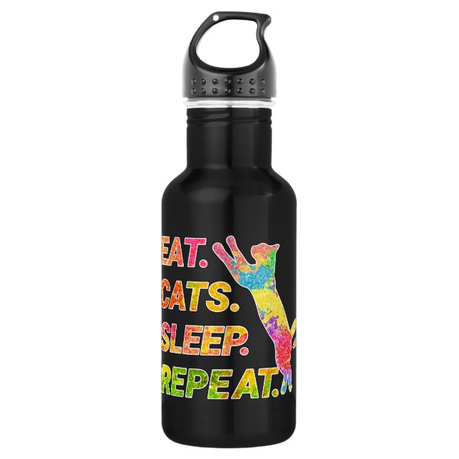 Eat, Sleep, Cats, Repeat 532 Ml Water Bottle (Front)