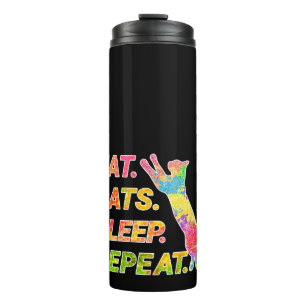 Eat, Sleep, Cats, Repeat – Colorful Cat Lover Thermal Tumbler