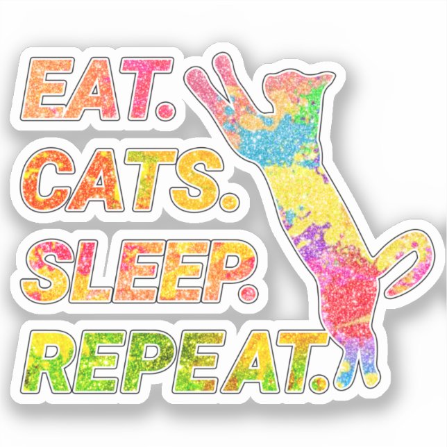 Eat, Sleep, Cats, Repeat – Colourful Cat Lover (Front)