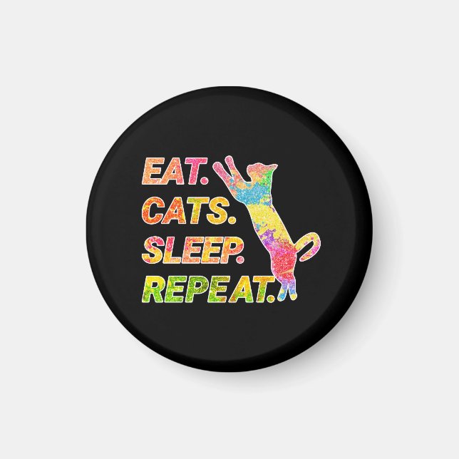 Eat, Sleep, Cats, Repeat – Colourful Cat Lover Magnet (Front)