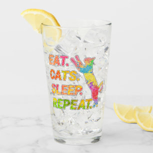 Eat, Sleep, Cats, Repeat Glass