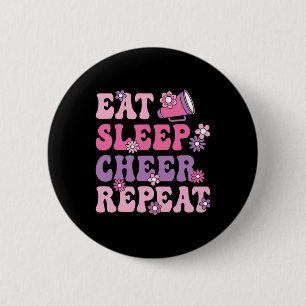 Eat Sleep Cheer Repeat Cheerleader Cheerleading Wo 6 Cm Round Badge