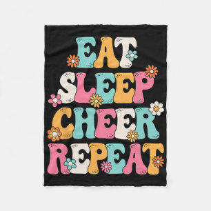 Eat Sleep Cheer Repeat Cheerleader Cheerleading Wo Fleece Blanket