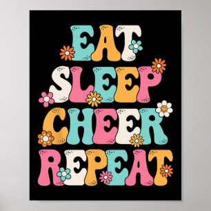 Eat Sleep Cheer Repeat Cheerleader Cheerleading Wo Poster