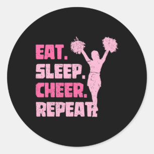 Eat Sleep Cheer Repeat Cheerleader Funny Cheerlead Classic Round Sticker