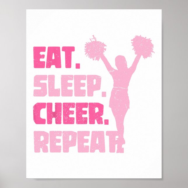 Eat Sleep Cheer Repeat Cheerleader Funny Cheerlead Poster (Front)