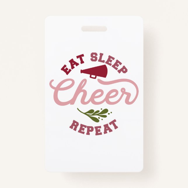Eat Sleep Cheer Repeat Cheerleader Ideas ID Badge (Front)