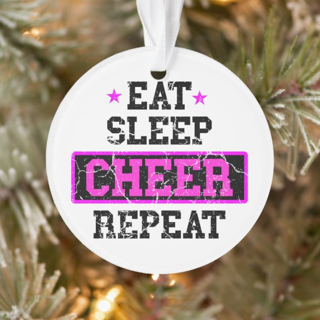 Eat Sleep Cheer Repeat Cheerleader Photo Ornament (Tree)