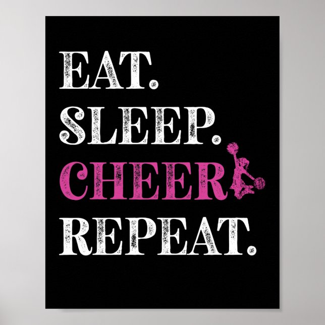 Eat Sleep Cheer Repeat Cheerleading Cheerleader Poster (Front)