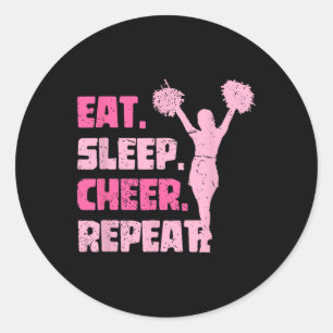 Eat Sleep Cheer Repeat Cheerleading Funny Cheerlea Classic Round Sticker