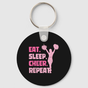 Eat Sleep Cheer Repeat Cheerleading Funny Cheerlea Key Ring