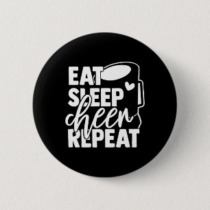 Eat Sleep Cheer Repeat Cheerleading Girl, Boy, Kid 6 Cm Round Badge