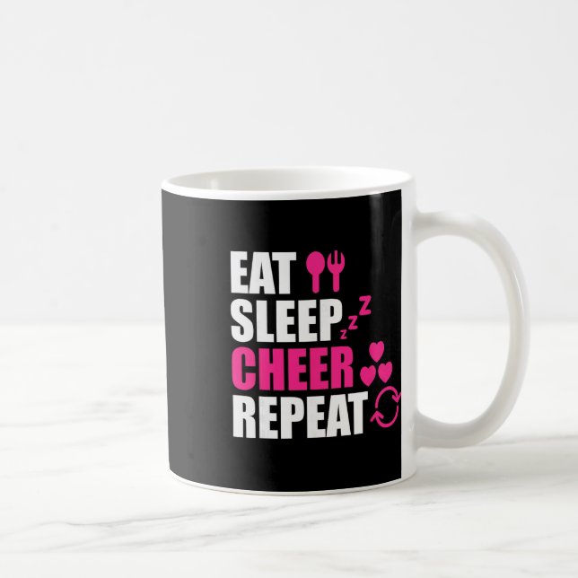 Eat Sleep Cheer Repeat Funny Cheerleader Cheering  Coffee Mug (Right)