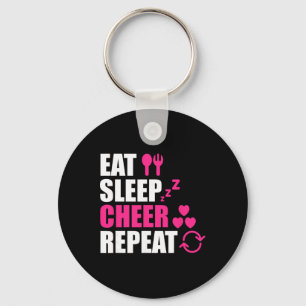 Eat Sleep Cheer Repeat Funny Cheerleader Cheering Key Ring