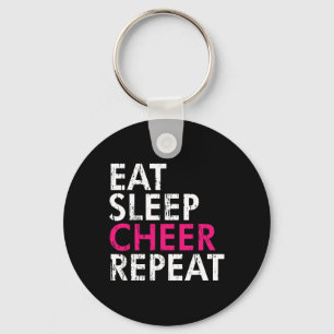 Eat Sleep Cheer Repeat Funny Cheerleader Cheering Key Ring