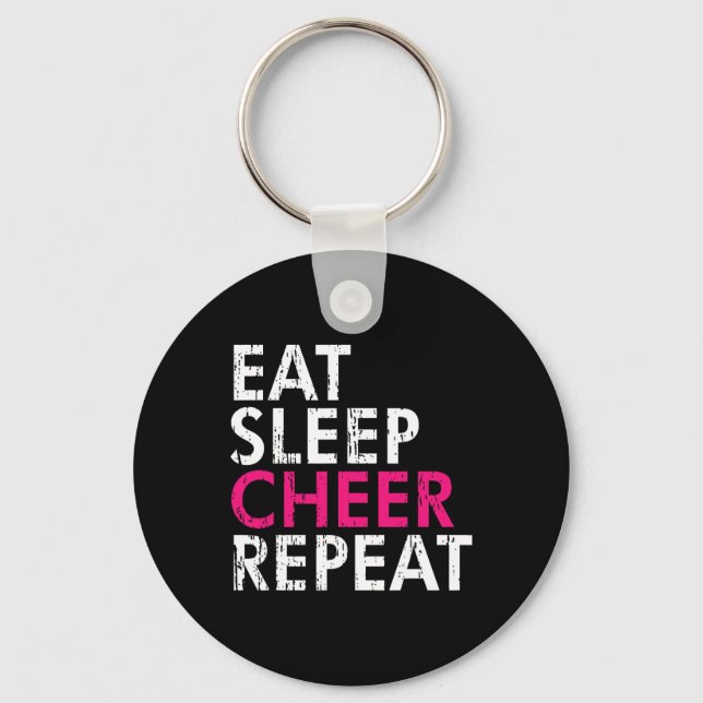 Eat Sleep Cheer Repeat Funny Cheerleader Cheering  Key Ring (Front)