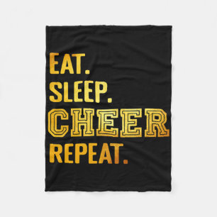 Eat Sleep Cheer Repeat Funny Cheerleader Cheerlead Fleece Blanket