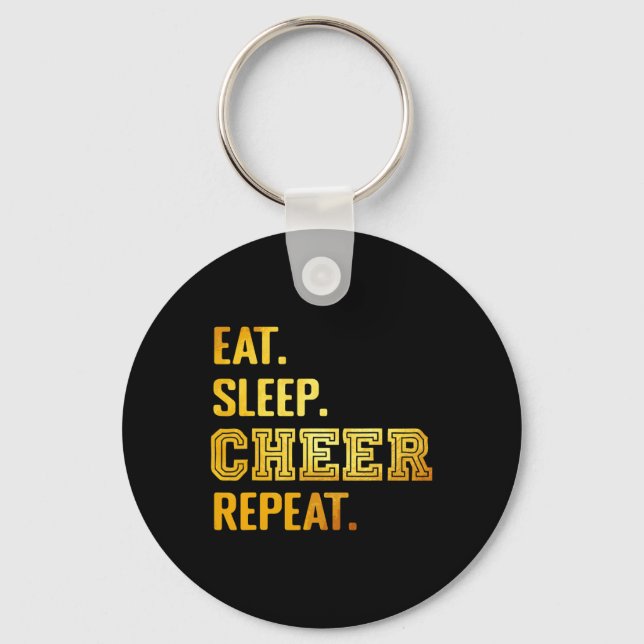 Eat Sleep Cheer Repeat Funny Cheerleader Cheerlead Key Ring (Front)