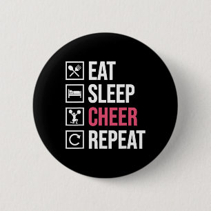 Eat Sleep Cheer Repeat Funny Cheerleading Cheerlea 6 Cm Round Badge