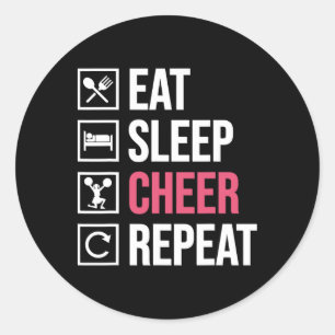 Eat Sleep Cheer Repeat Funny Cheerleading Cheerlea Classic Round Sticker