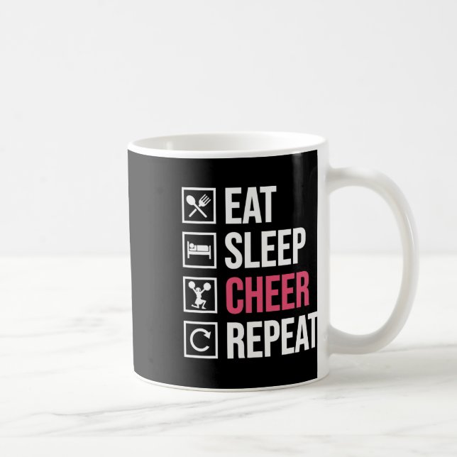 Eat Sleep Cheer Repeat Funny Cheerleading Cheerlea Coffee Mug (Right)