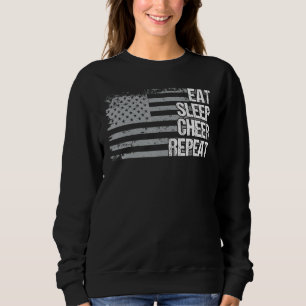 Eat Sleep Cheer Repeat Us Flag Men Women Girls Boy Sweatshirt