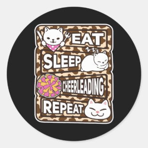 Eat Sleep Cheerleading Repeat Kids Cheerleading Lo Classic Round Sticker